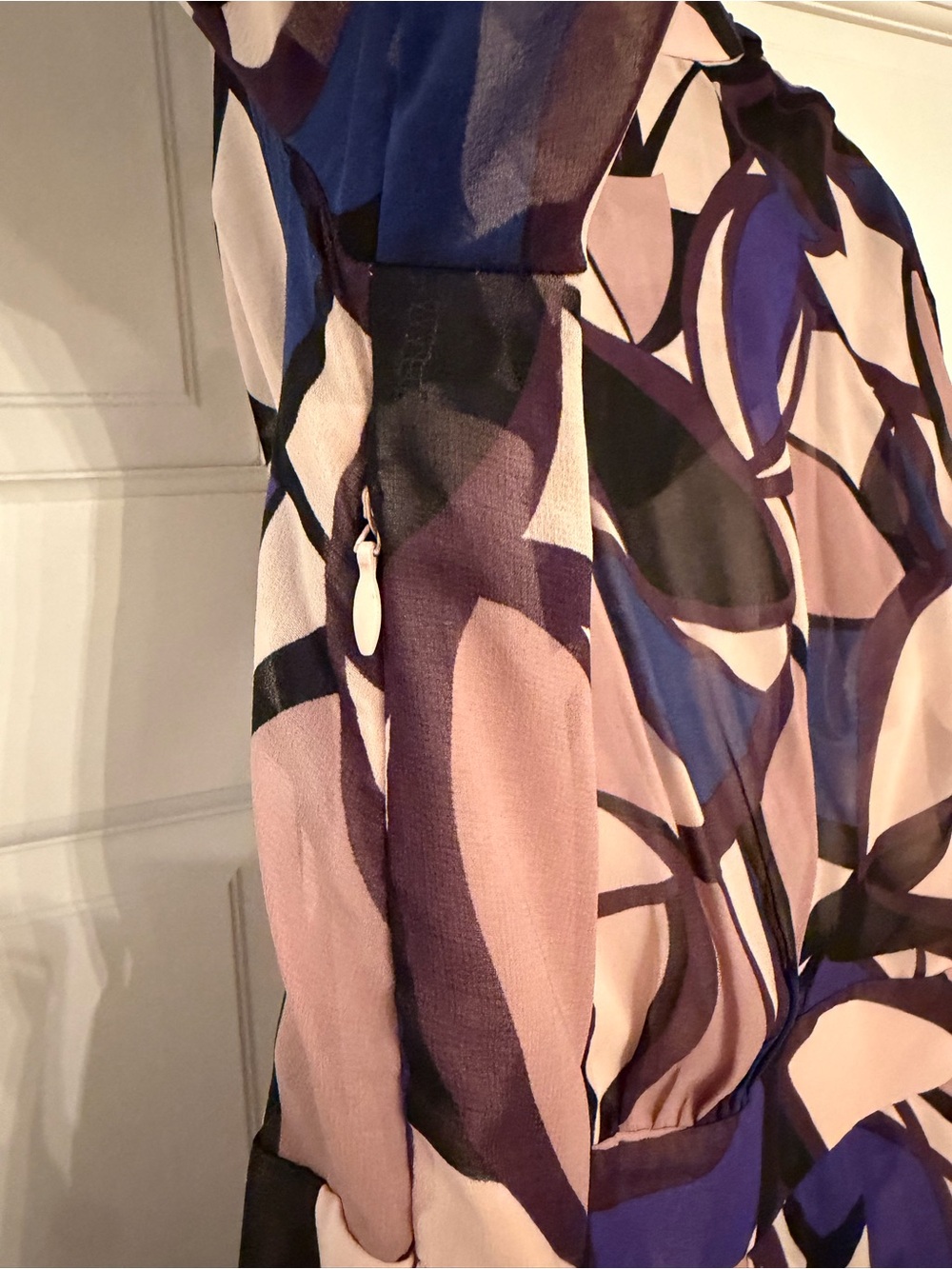 Anne Klein Purple and Beige Geometric Long Sleeve Midi Dress - Picture 6 of 6